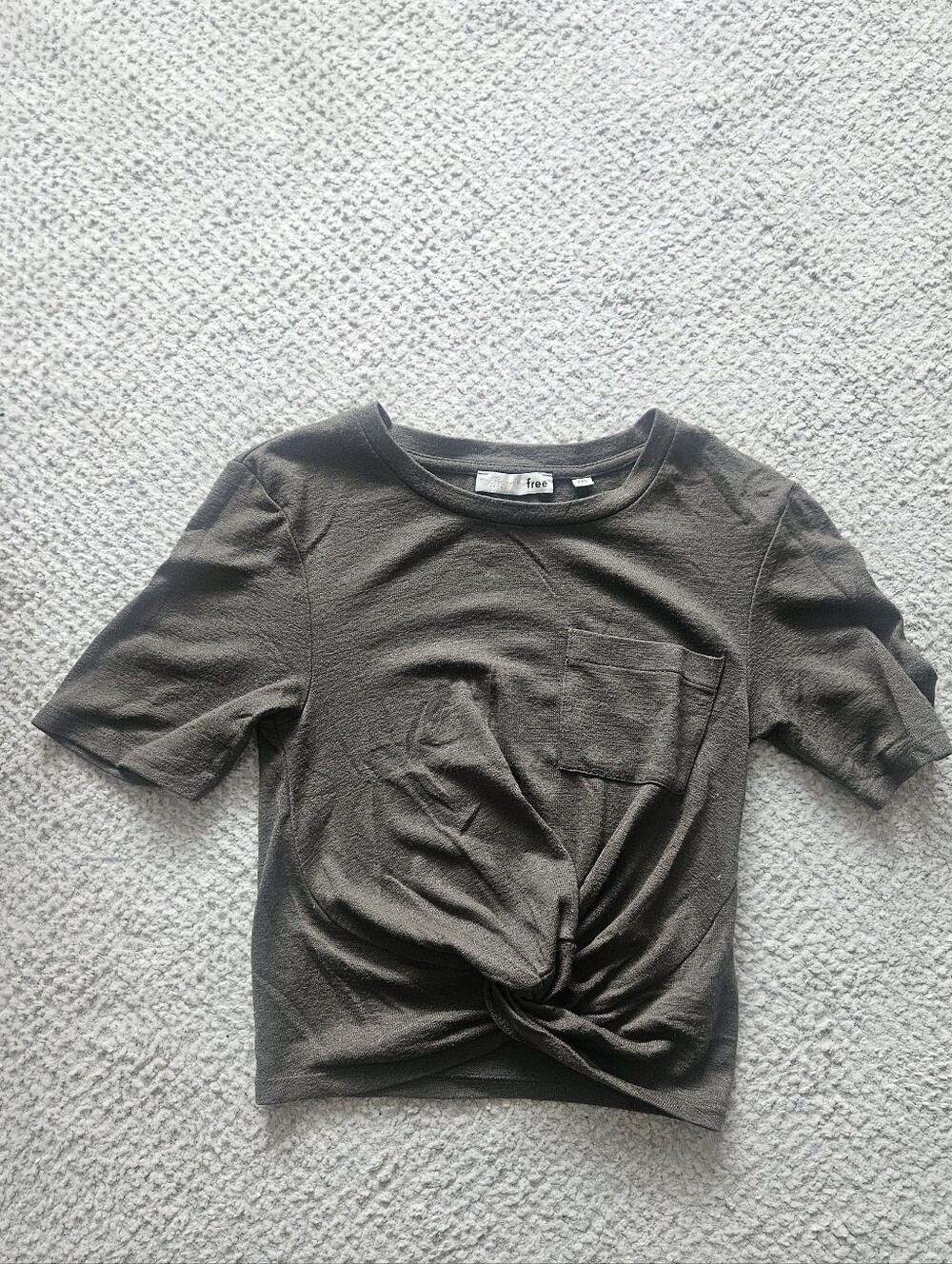 WILFRED FREE Subah T-shirt Twist Front Olive Green Reposa XXS Aritzia